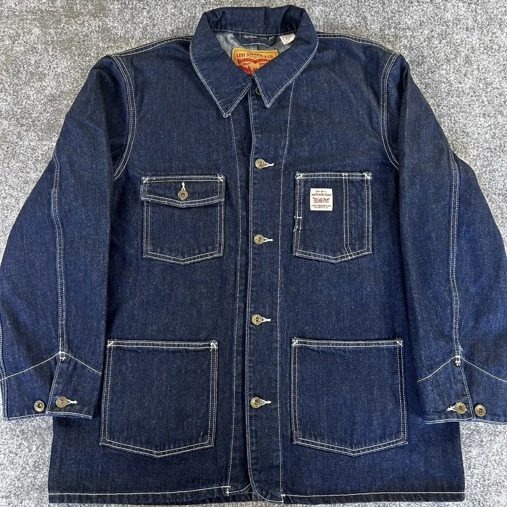 Levi's Berkeley Chore Coat Denim Jacket Men's L Relaxed Cotton Dark Wash